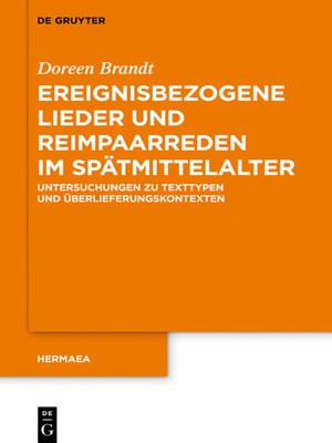 cover image of Ereignisbezogene Lieder und Reimpaarreden im Spätmittelalter